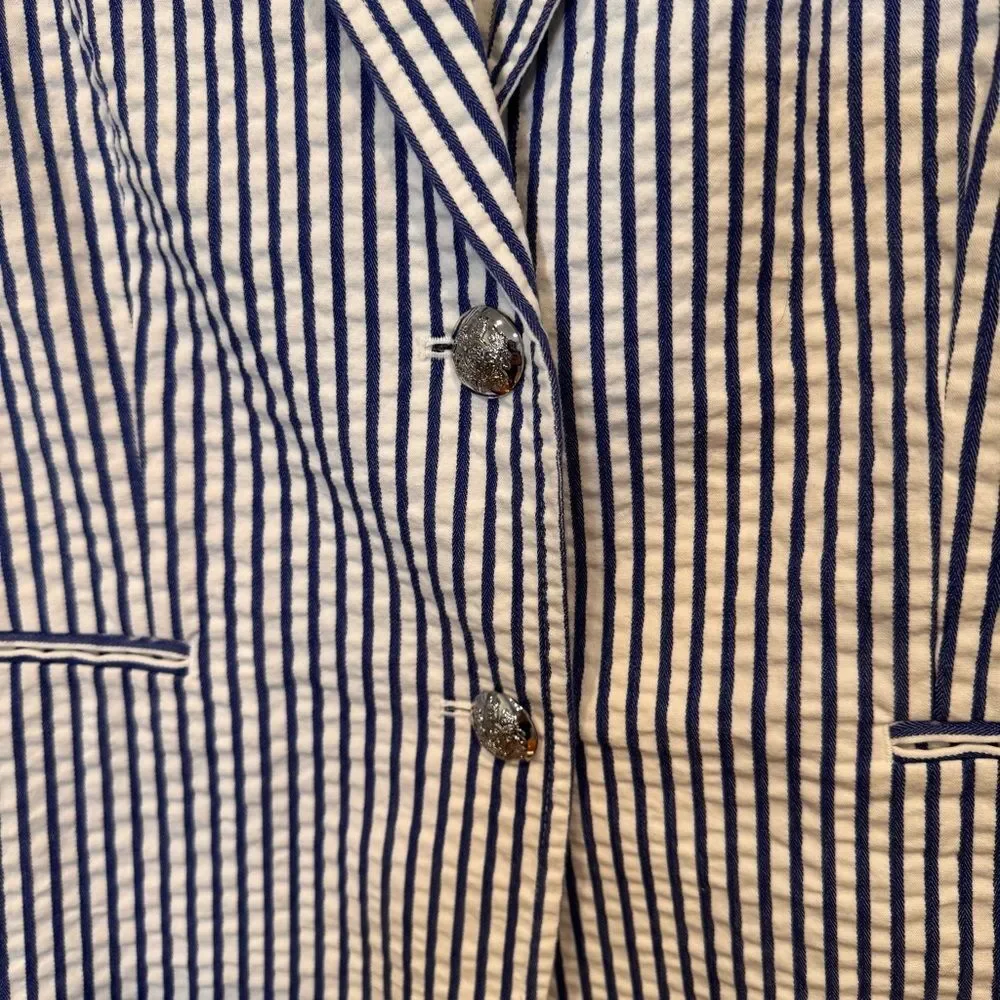 Lauren Ralph Lauren Seersucker Cotton Blazer Size 10 - Picture 3 of 8